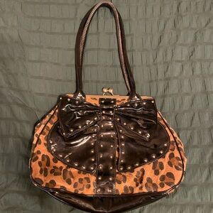 Animal Print Studded Bow Purse